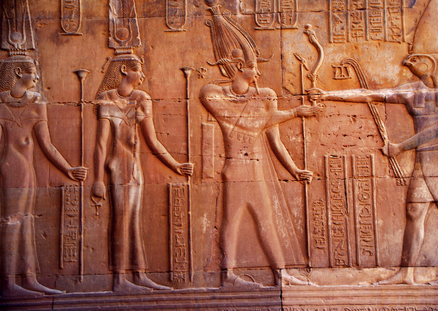 Ancient egyptian gods horus and atum