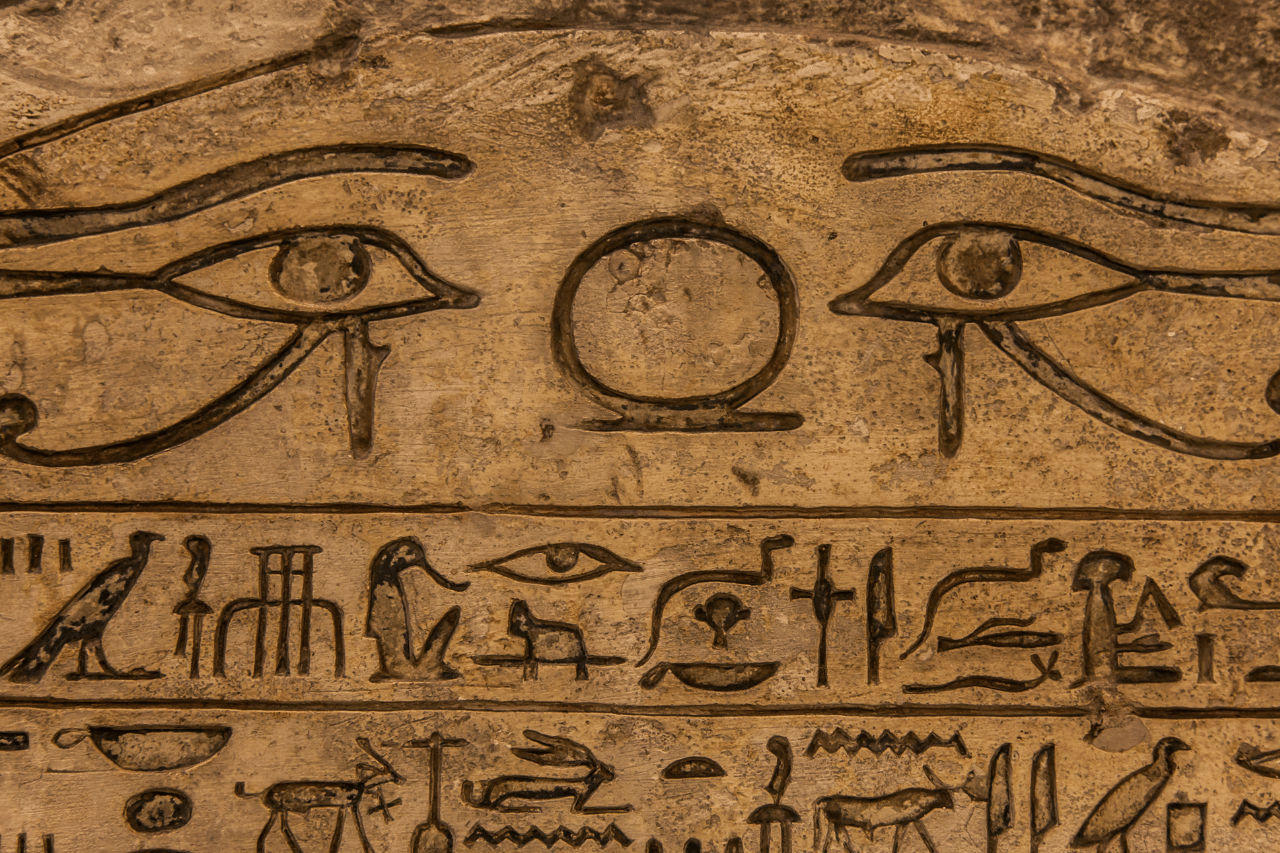 Egyptian hieroglyphics to the goddess Seshat