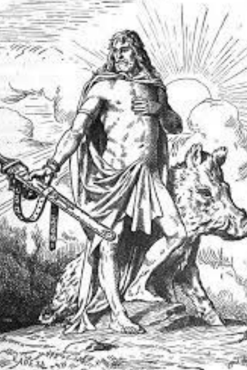 Freyr with his boar woodprint