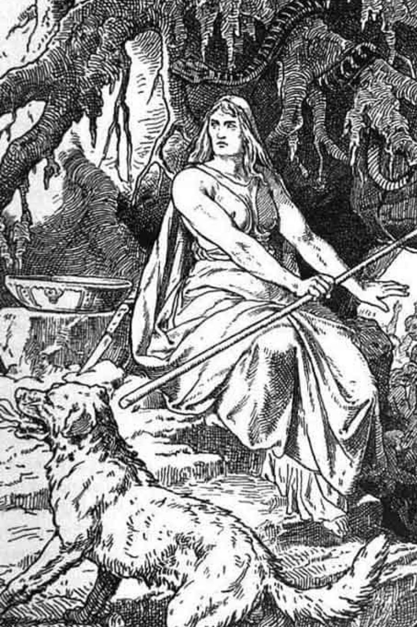Hel, the goddess of Hell woodprint