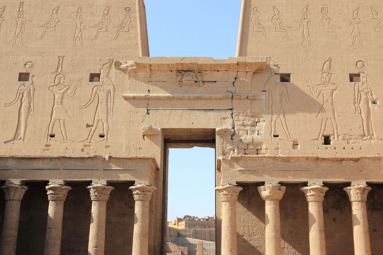 Seth and other gods relief on the temple