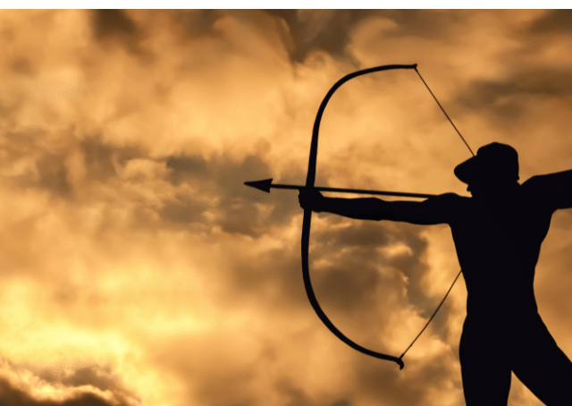 Silhouette of a man as Hou Yi