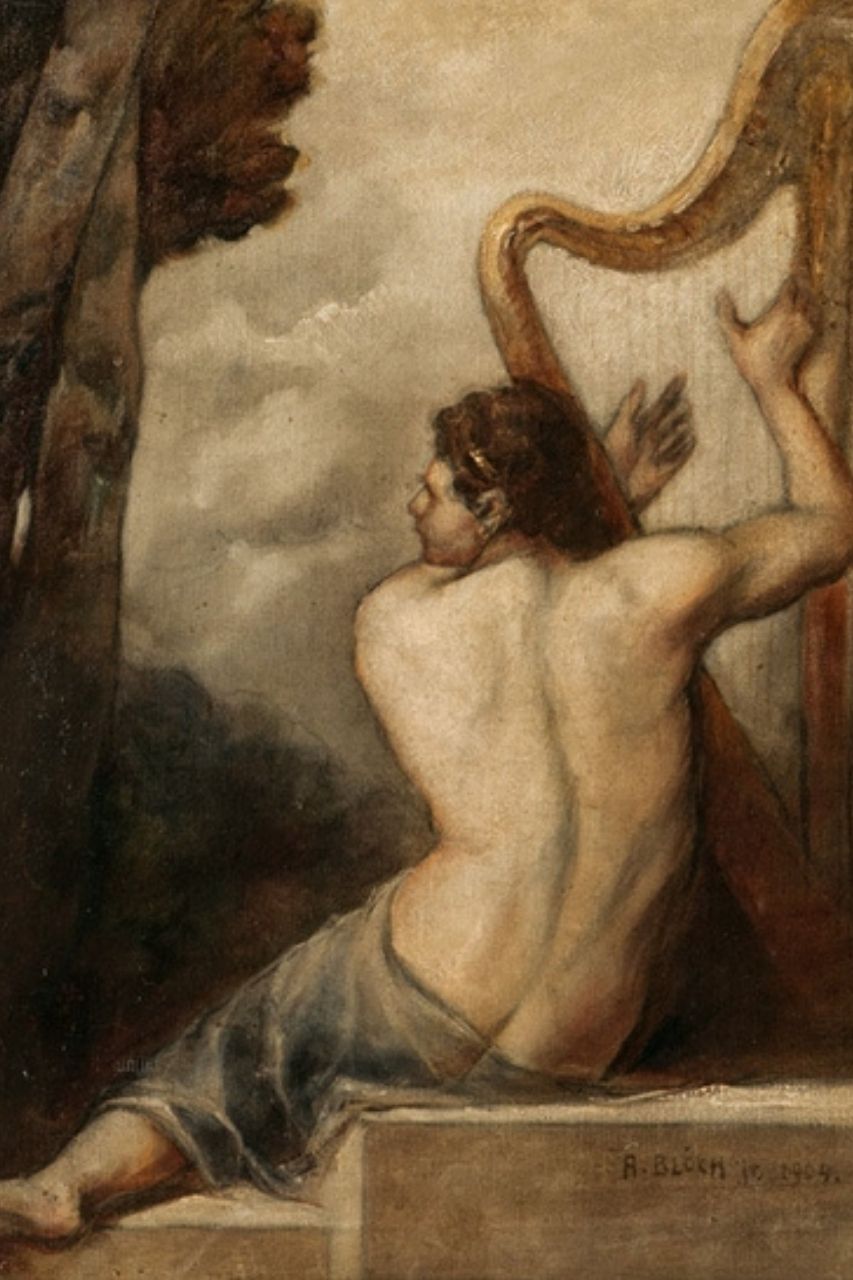 Taliesin with a harp
