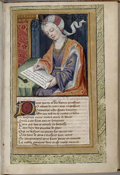 Penelope writing to Ulysses, illustration from Heroides