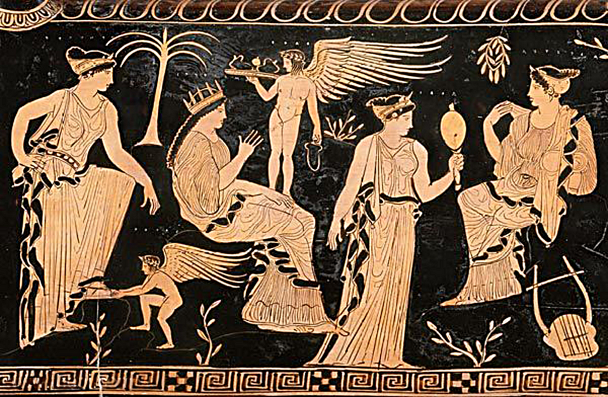 Ancient Greek vase depicting Eurynome on the far left