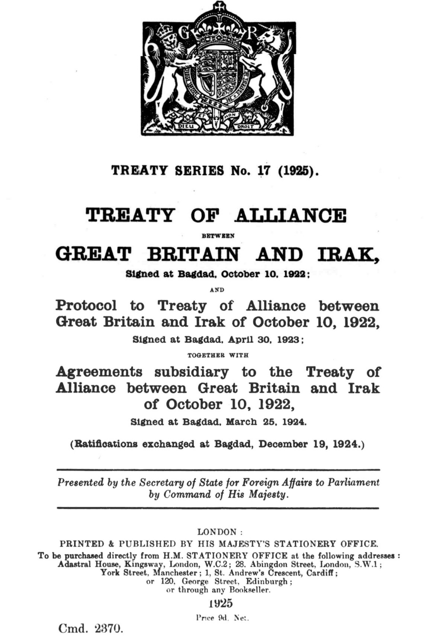Anglo Iraq treaty 1922