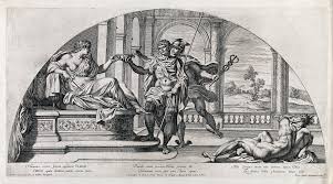 Circe and Hermes in a scene from the Odyssey