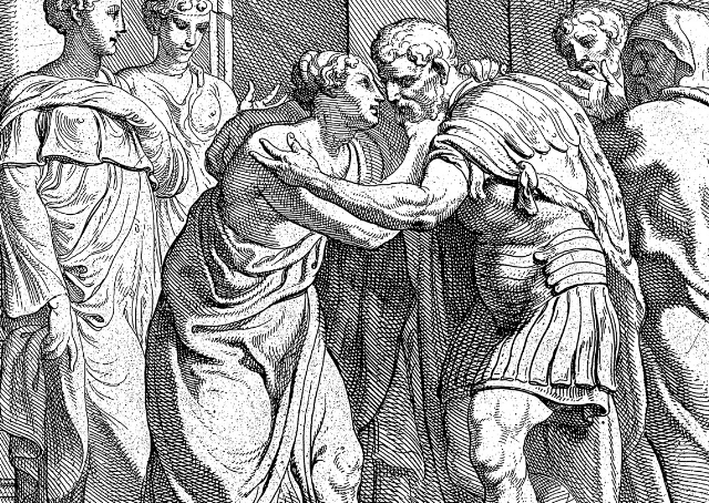 Odysseus and Penelope reunited on Ithaca