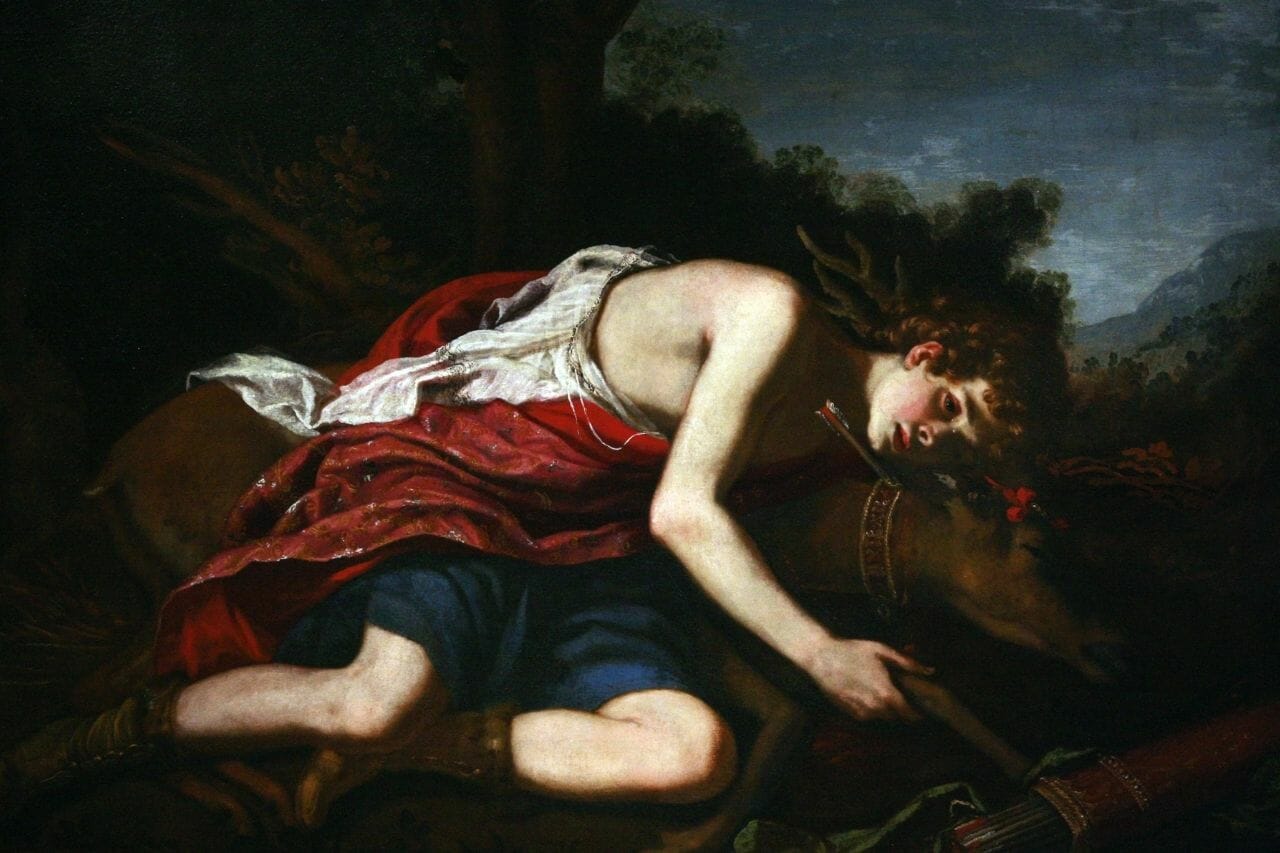 Cyparissus with his beloved stag in Greek mythology