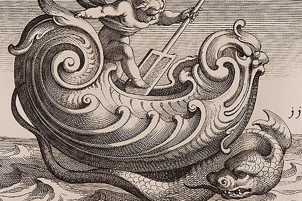 Beowulf fighting Grendel in the mead hall