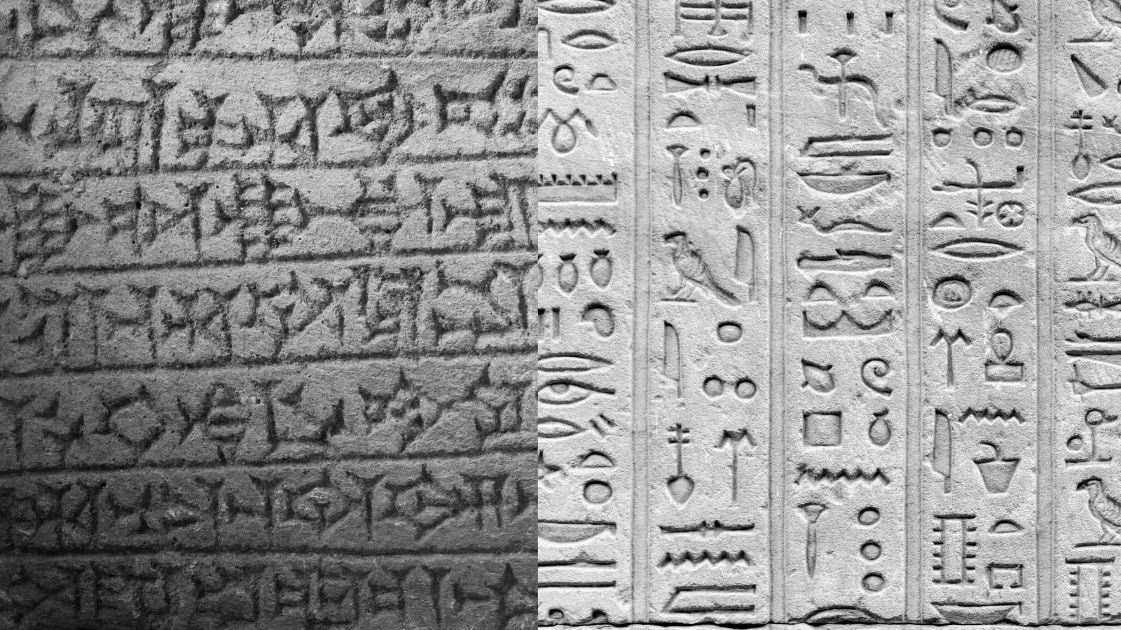 Hieroglyphics and cuneiform