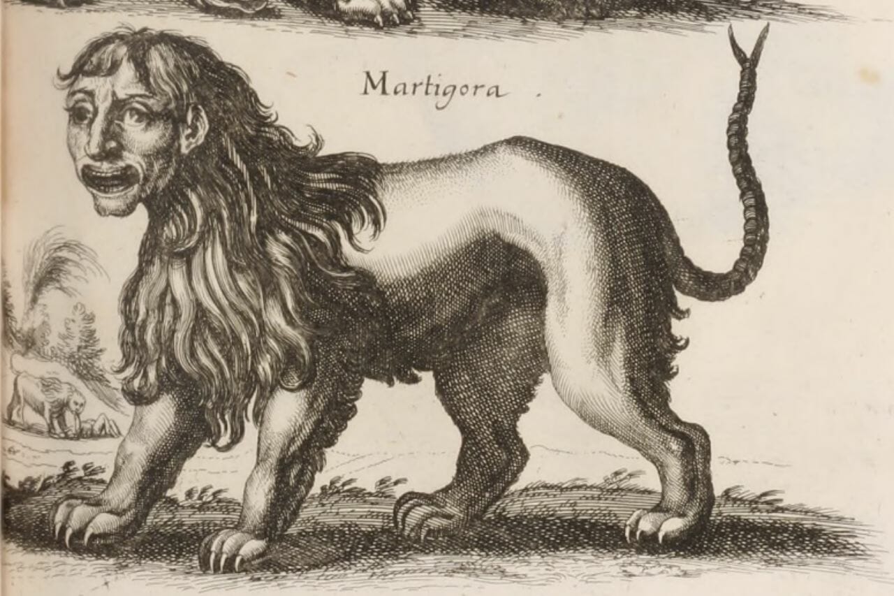 Manticore vs Chimera - hybrid creatures from Persian and Greek mythology
