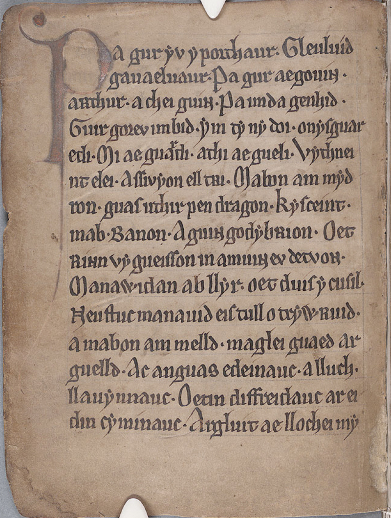 The opening to the poem Pa Gur on MS Peniarth 1, folio 47r