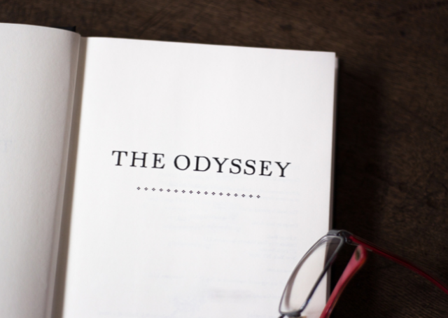 Phemius playing the lyre before the suitors