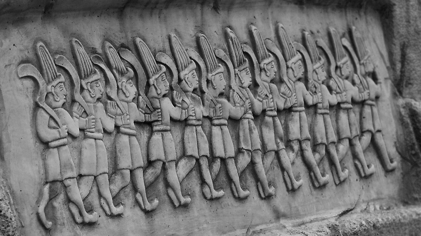 Stone carving of ancient Hittite men