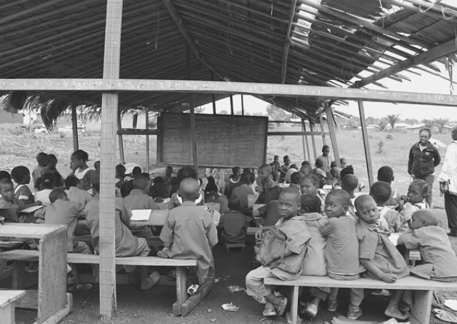 Students in classroom in El Fasher